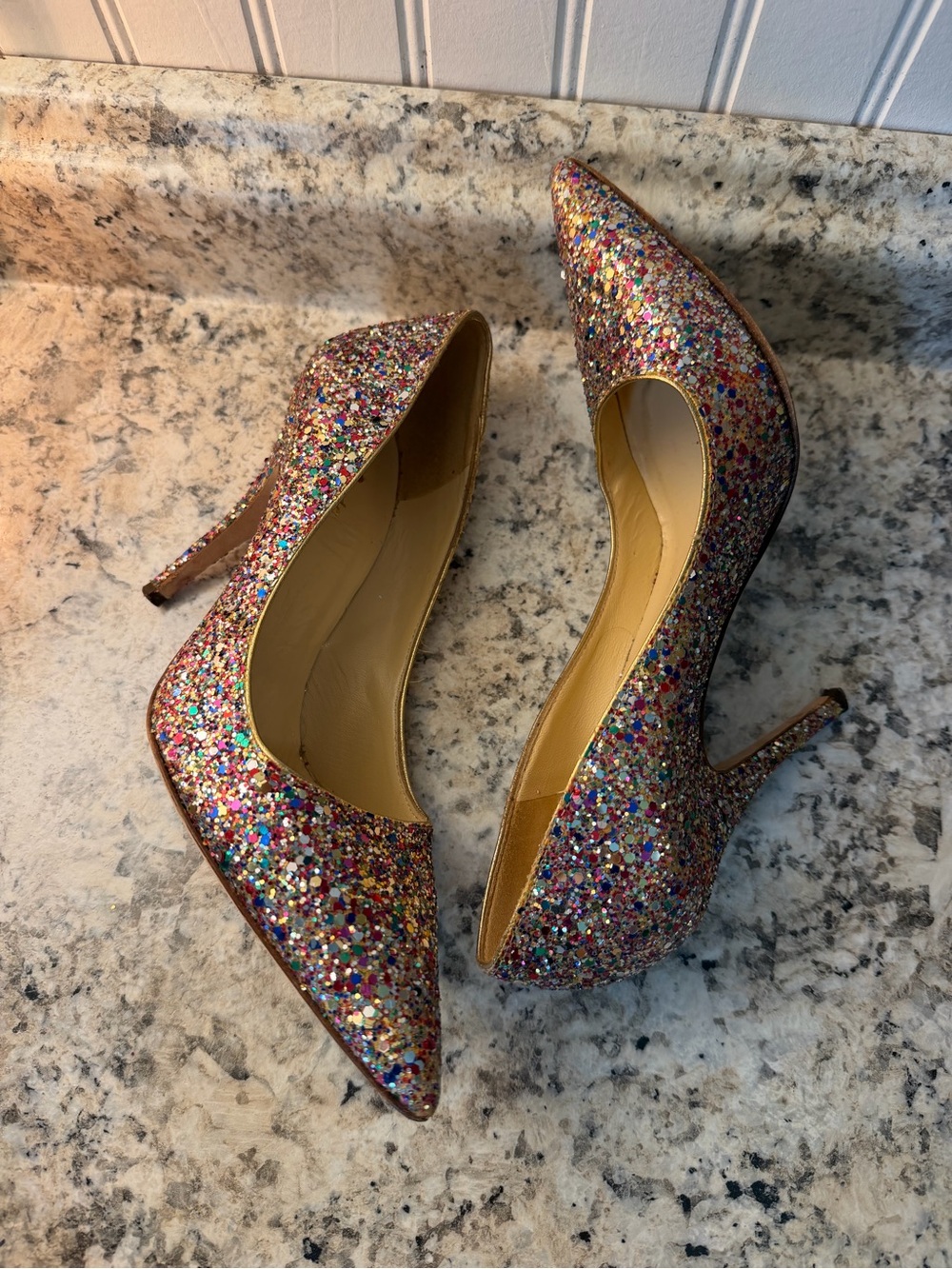 kate spade Multicolor Rainbow Glitter Pointed Toe Heels Holiday Party NYE Xmas - Picture 8 of 11